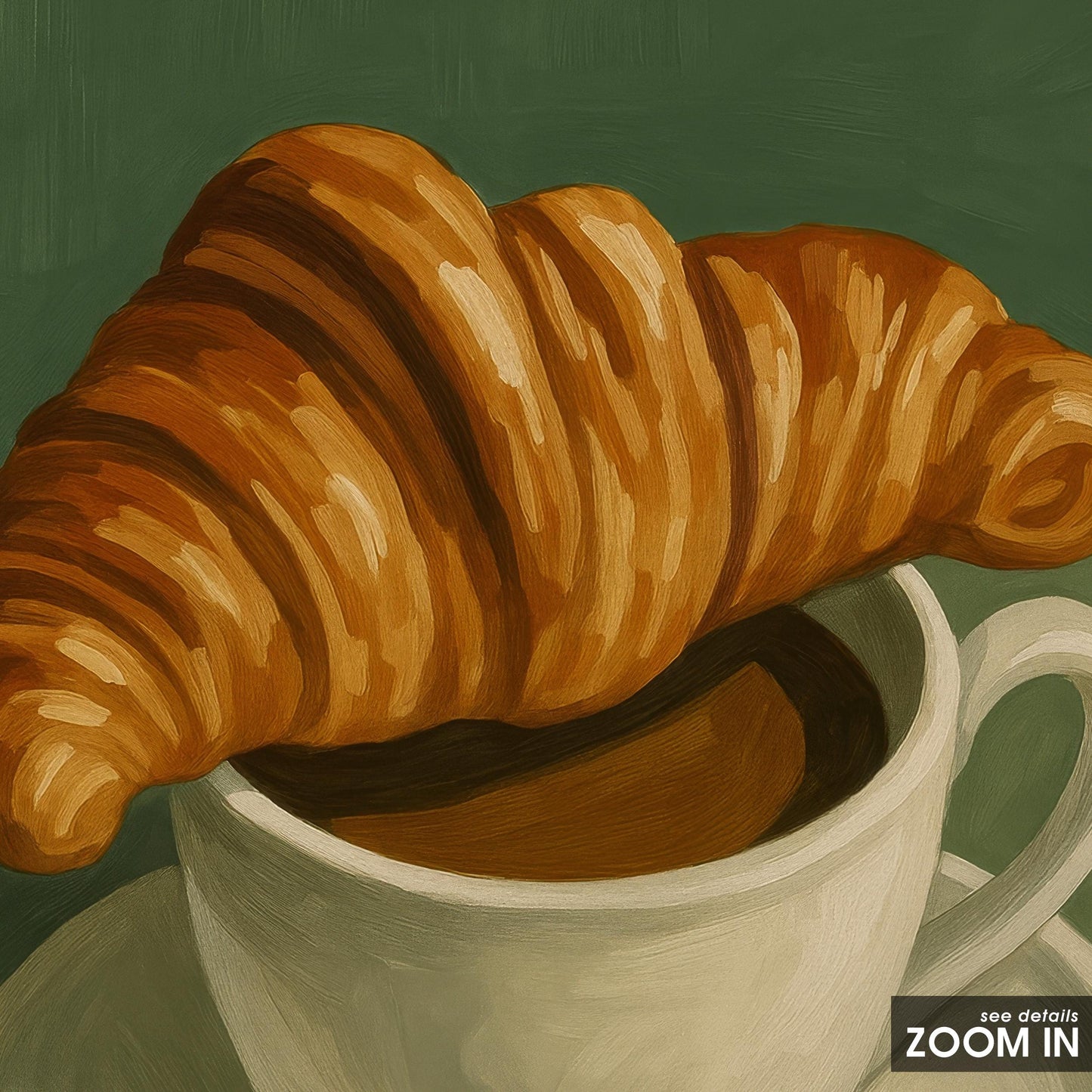 French Café Wall Art – Croissant Breakfast Poster | Parisian Kitchen Decor