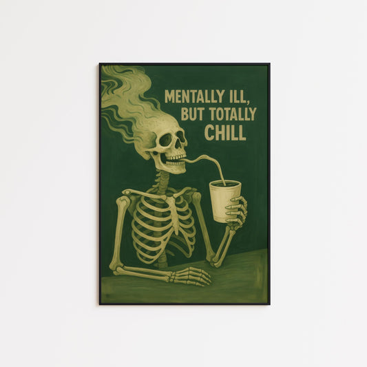 Gothic Wall Art – Skeleton Dark Humor Poster | Alternative Decor Print