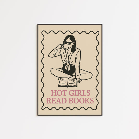 Feminist Bookish Wall Art – Retro Reading Poster for Smart Girl Decor