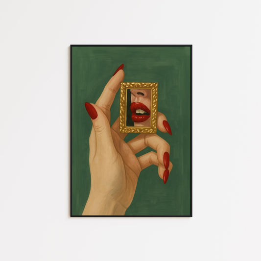 Red Lips Wall Art – Bold Glamour Poster With Vintage Glam Decor