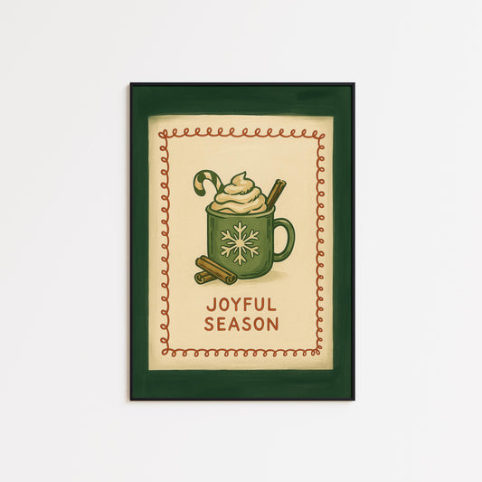 Retro Christmas Poster – Cozy Holiday Wall Art With Warm Cocoa Illustration