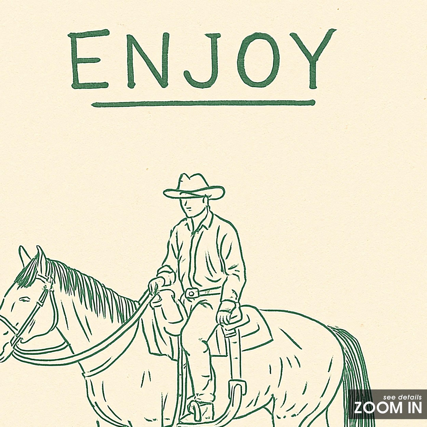 Western Cowboy Poster – Enjoy The Ride Art | Rustic Country Decor Print