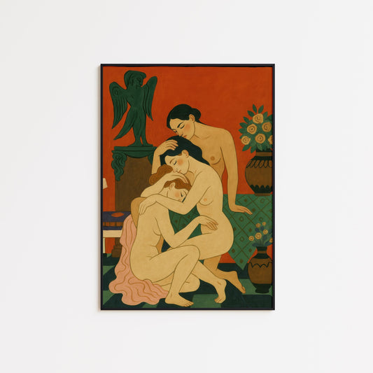 Sensual Nude Art Print – Female Trio Poster | Modern Feminine Art Decor