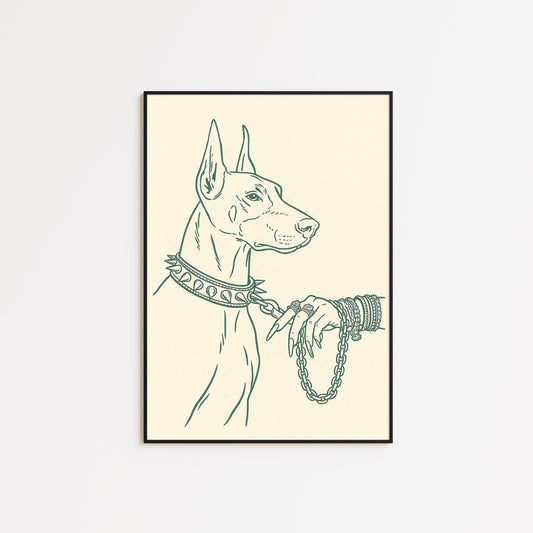 Elegant Doberman Poster – Minimal Line Art Dog Print, Femmaura Bold Series