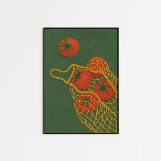 Mediterranean Kitchen Art – Rustic Tomato Poster | Market Still Life Print