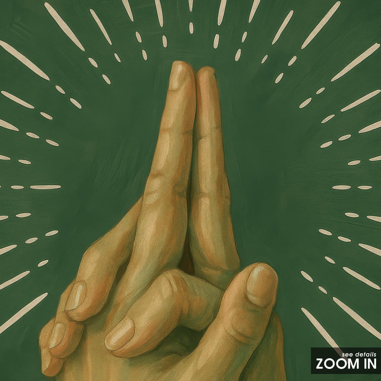 Surreal Prayer Art – Sensual Layered Praying Hands Print | Golden Beams
