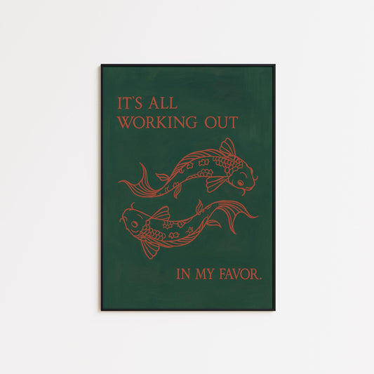 Positive Affirmation Wall Art – Koi Fish Motivational Print for Meditation Room