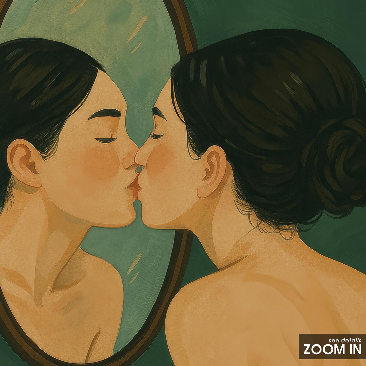 Self Love Art Print – Retro Nude Print | Green Wall Decor & Body Positivity