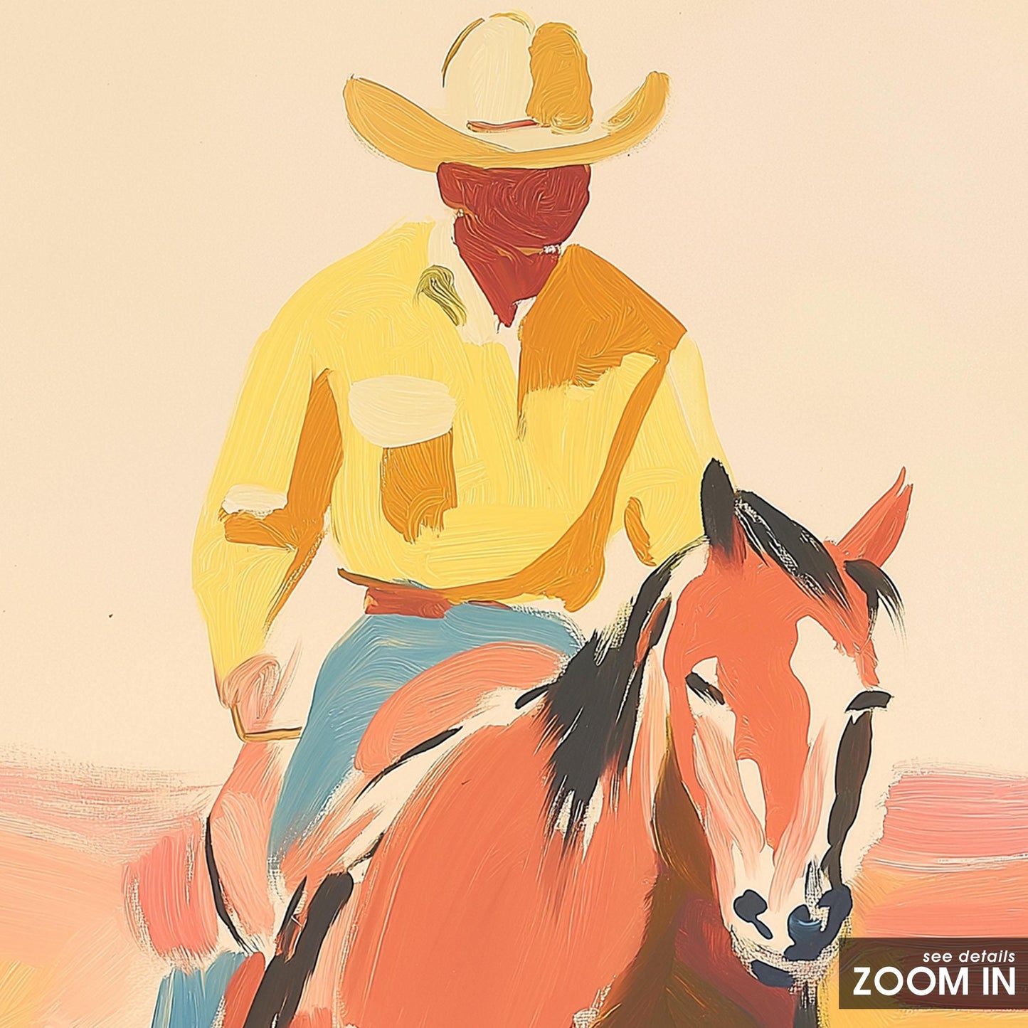Bold Cowboy Riding Print – Colorful Western Wall Art