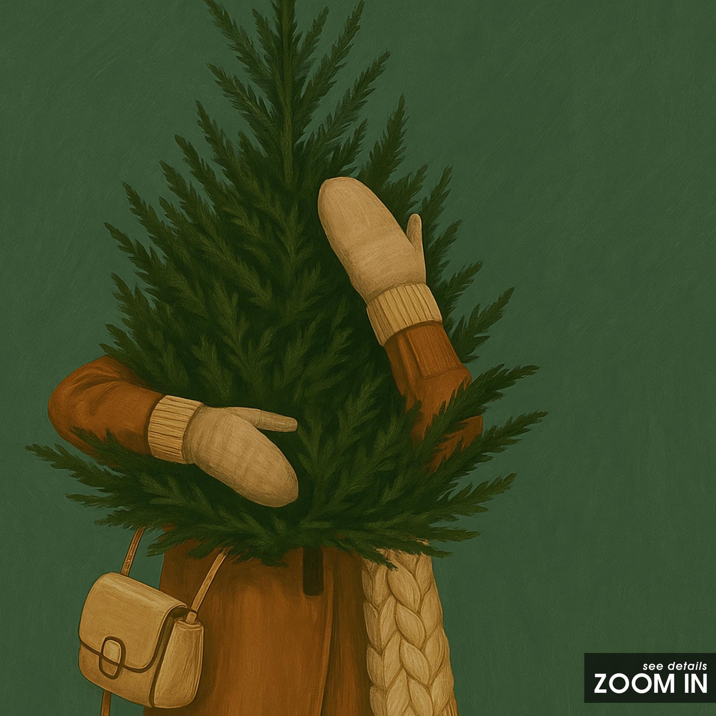 Winter Tree Poster – Cozy Christmas Wall Art With Mysterious Winter Figure