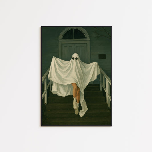 Gothic Wall Art – Surreal Ghost Poster With Stylish Boots And Sunglasses