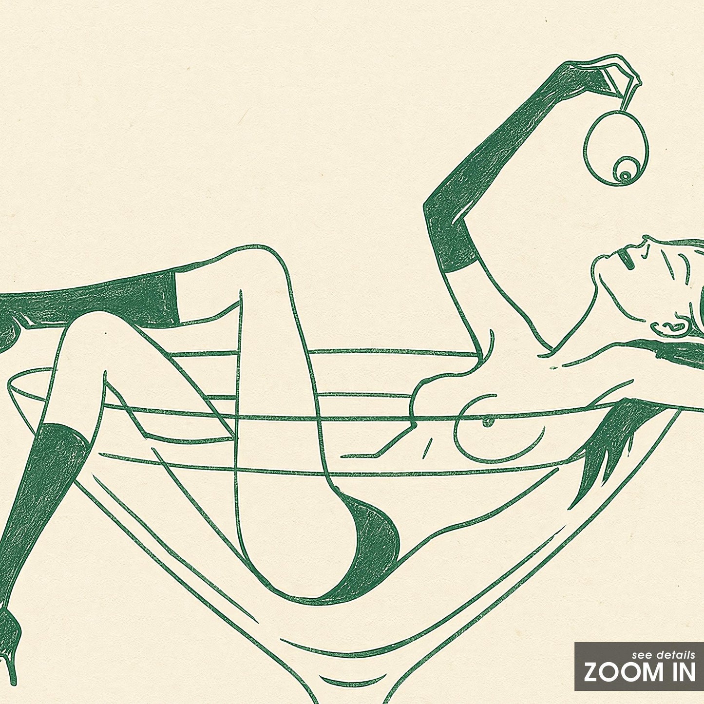 Martini Girl Line Art Print – Minimalist Retro Poster, Feminine Bar Wall Art