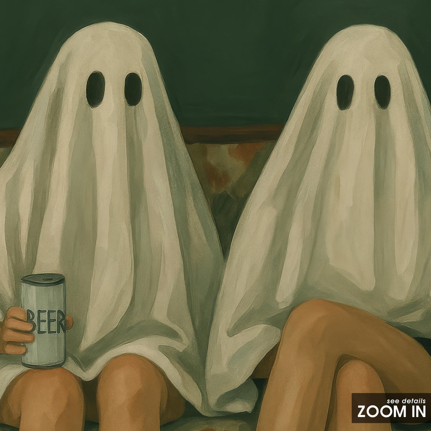 Retro Ghost Poster – Spooky Wall Art Featuring Roller Skate Ghost Friends Print