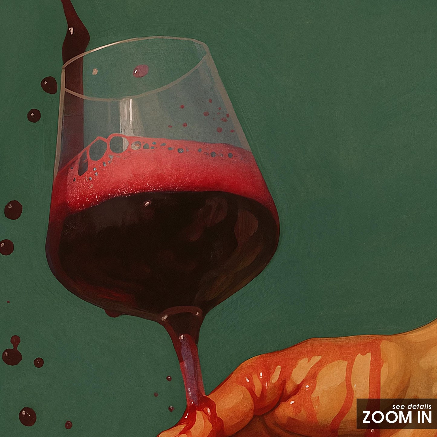 Spilled Wine Poster – Bold Retro Wall Art With Dramatic Wine Artwork