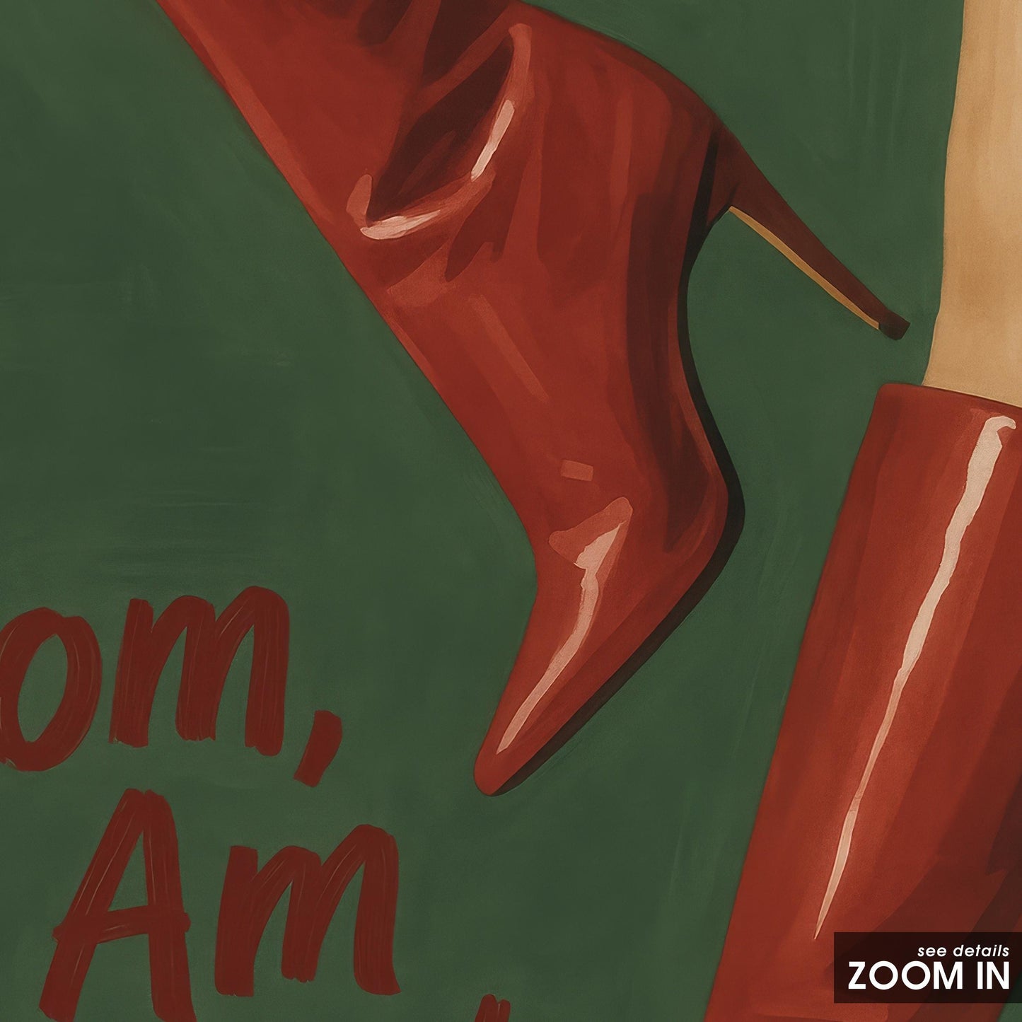 Feminist Quote Poster – Empowering Wall Art With Red Boots Artwork & Bold Statement Decor