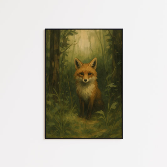 Vintage Woodland Wall Art – Fox Nursery Poster With Cozy Forest Animal Print