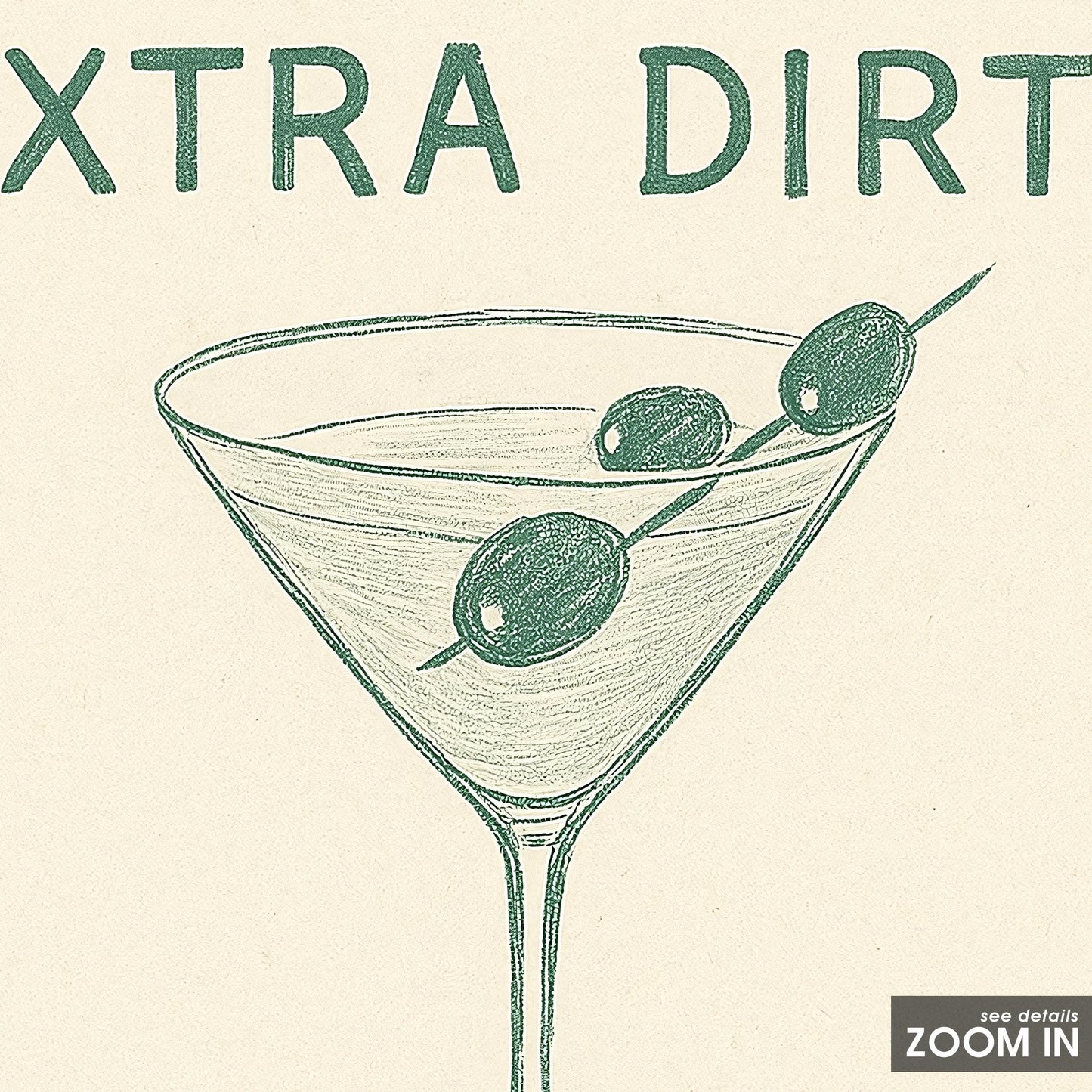Extra Dirty Please Poster – Martini Bar Wall Art Retro Cocktail Print