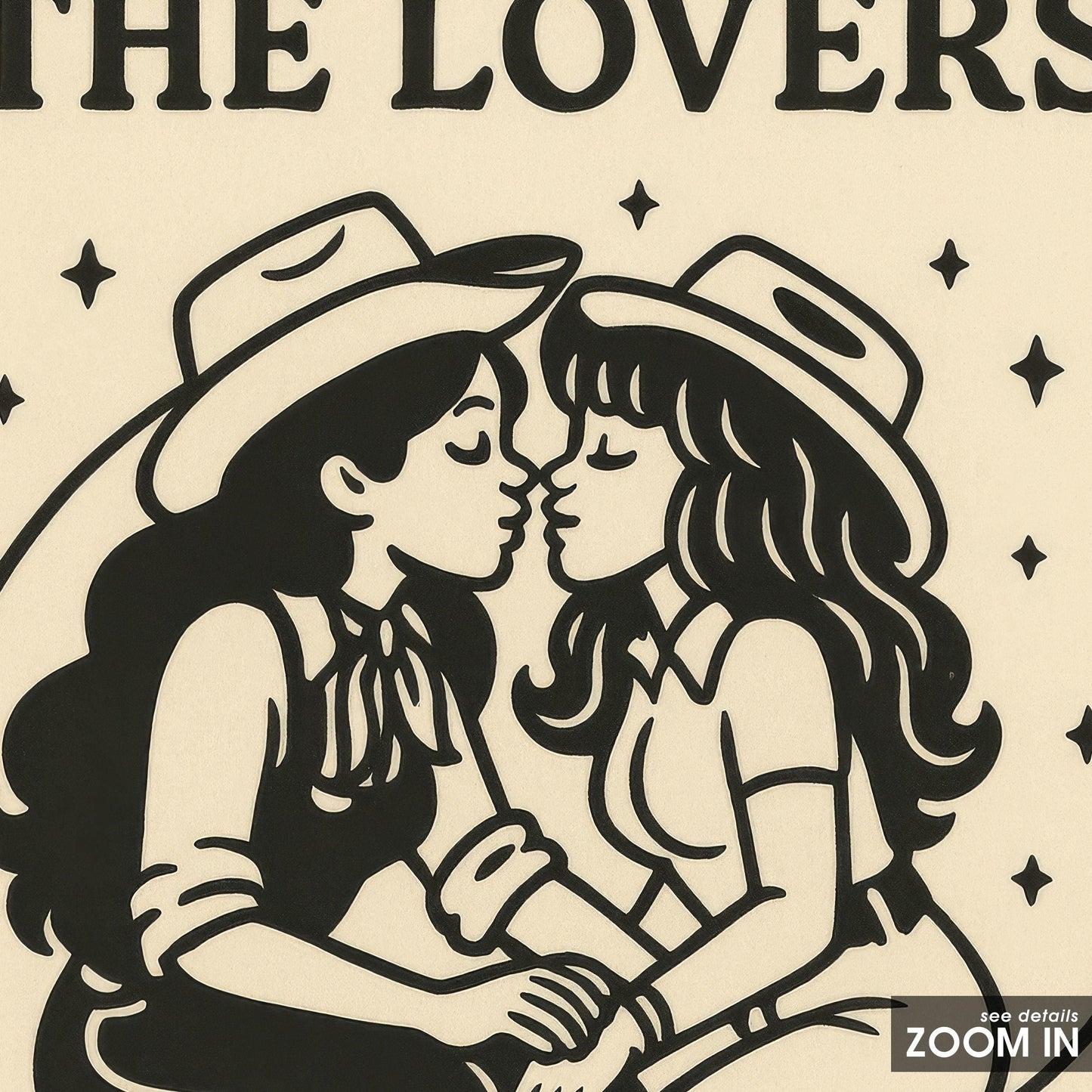 Queer Western Tarot Poster – Cowgirl Lovers Art | Sapphic Tarot Lovers Print