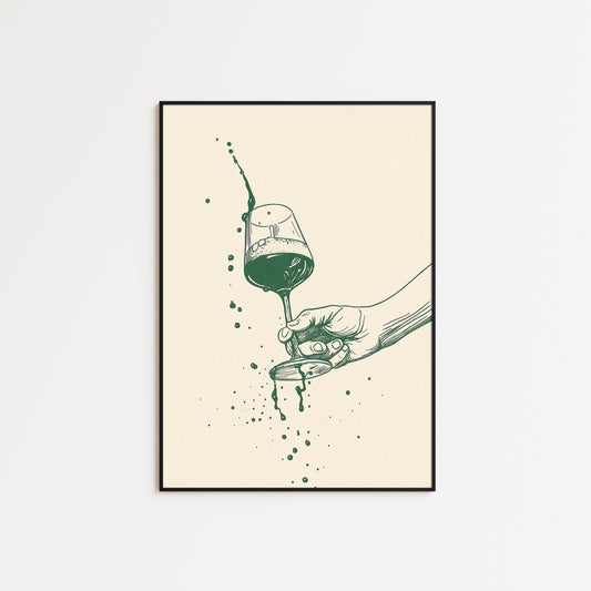 Wine Spill Poster – Minimal Line Art of a Wine Glass