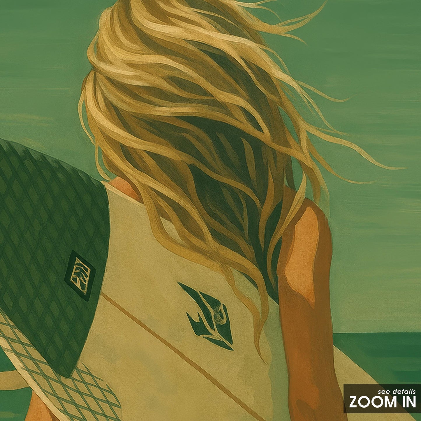 Vintage Surfer Girl Poster – Retro Beach Wall Art With Warm Coastal Tones