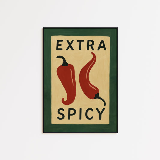 Spicy Chili Pepper Poster – Retro Kitchen Wall Art | Bold Vintage Decor