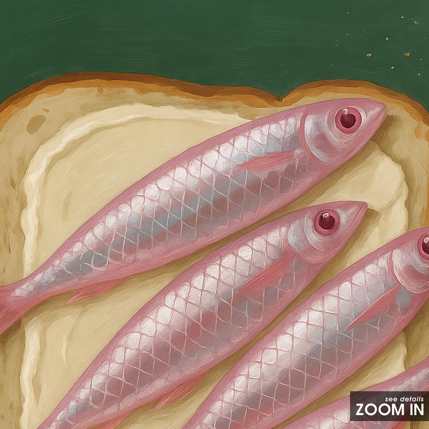 Retro Food Poster – Quirky Sardine Toast Pop Art Print for Kitchen Wall Decor