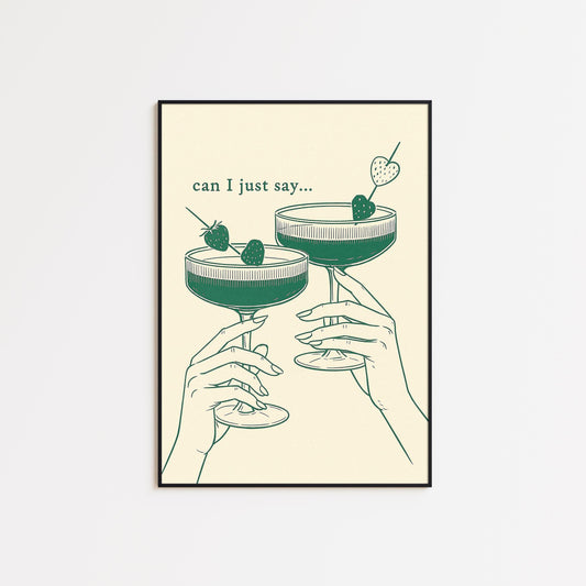 Minimalist Cocktail Art Print – Strawberry Drink Illustration