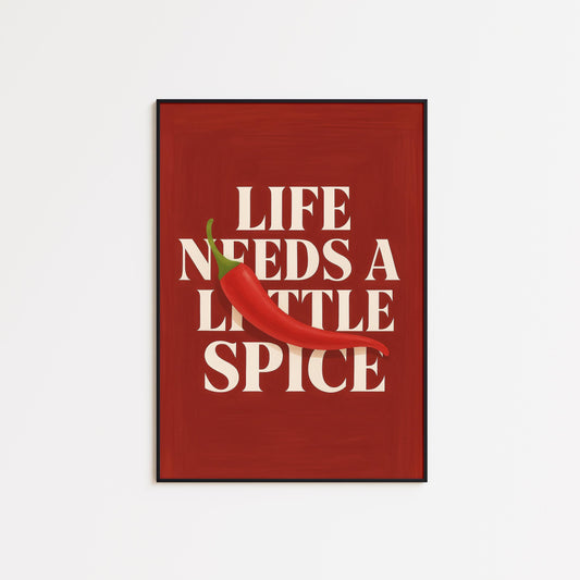 Retro Kitchen Poster – Bold Red Wall Art With Spicy Chili Pepper Design