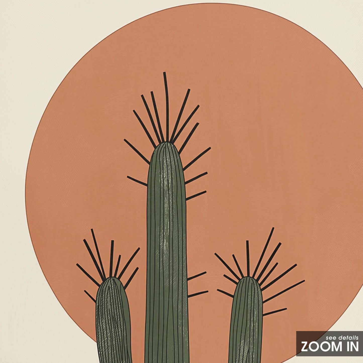 Retro Cactus Print – Minimal Desert Sun Wall Art