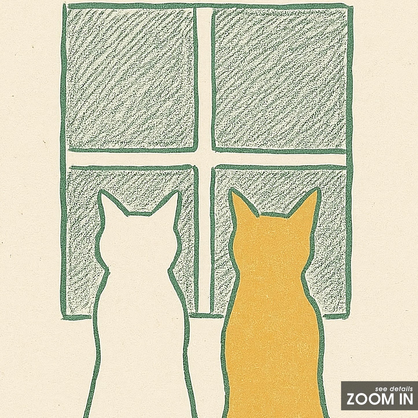 Window Companions – Minimal Two Cats Line Art, Scandinavian Wall Poster