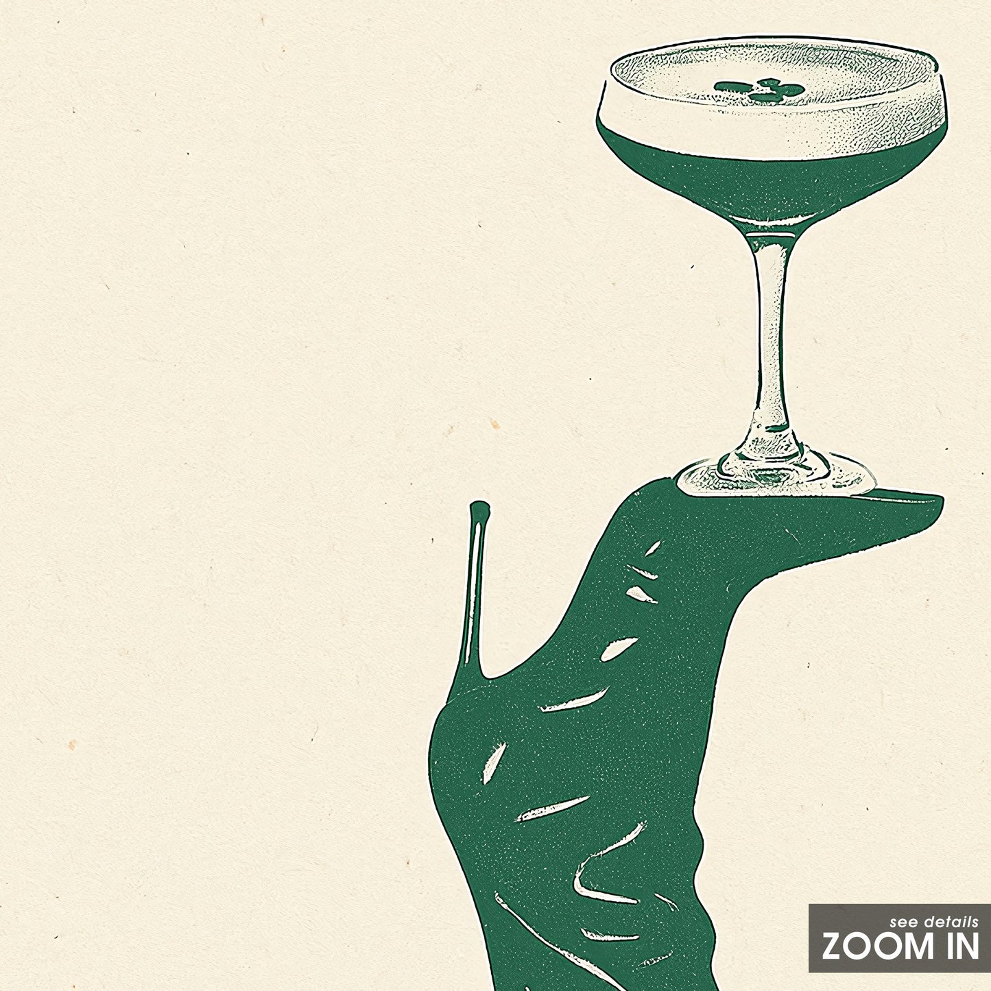 Champagne Balance Poster – Minimal Heels and Cocktail Line Art Print