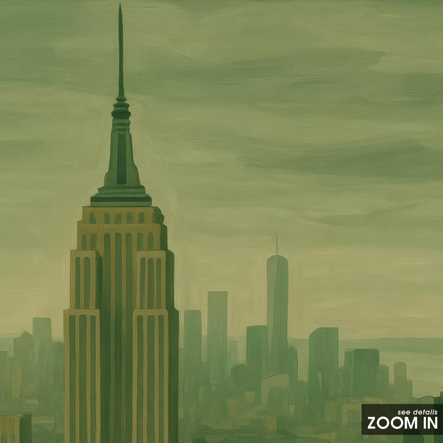 Empire State Building Poster – Moody Green Wall Art | New York City Skyline Print