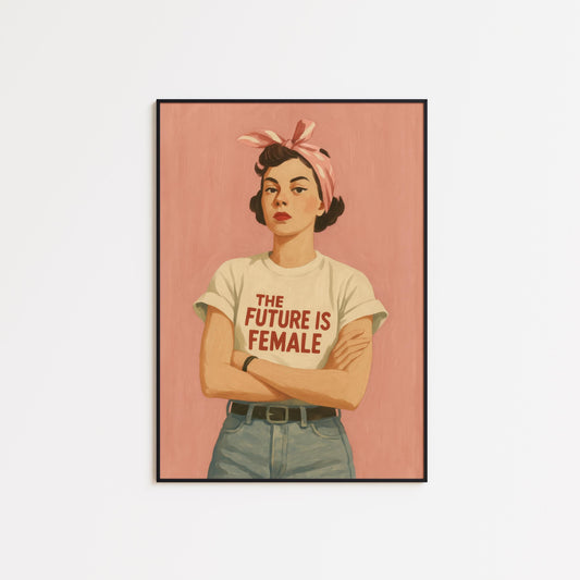 Future Is Female Poster – Bold Women Print | Feminist Wall Art, Pink Political Decor