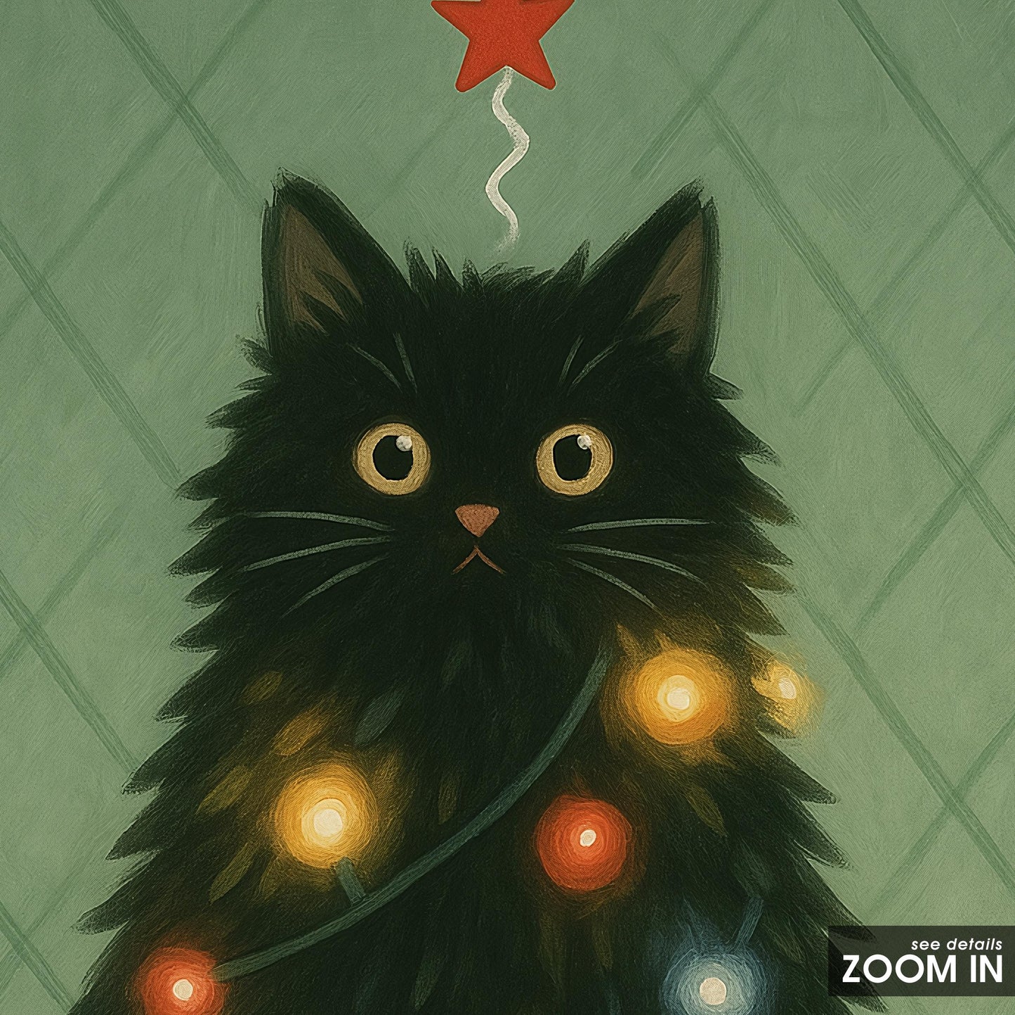 Christmas Cat Poster – Retro Holiday Art With Funny Black Cat Artwork