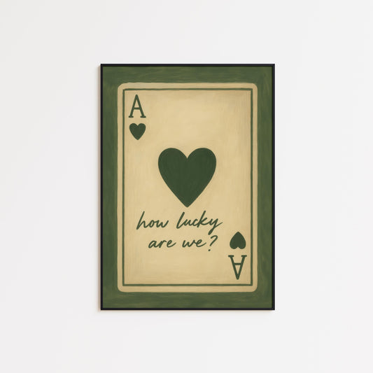 Ace of Hearts Poster – Vintage Playing Card With Romantic Wall Art & Poetic Design Print