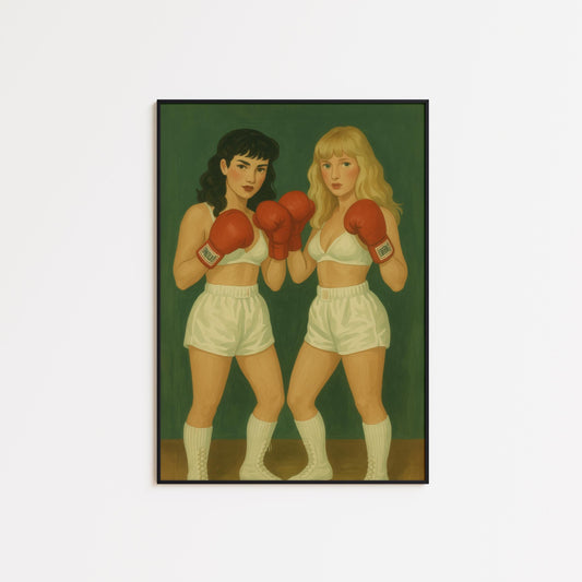 Feminist Queer Art Print – Vintage Boxing Poster With Sapphic Strength