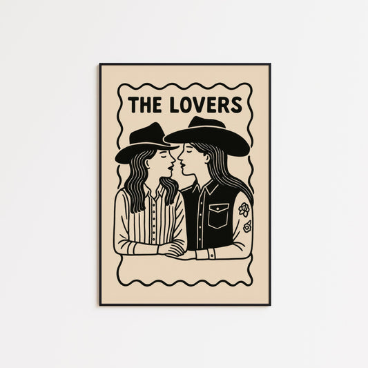 Queer Cowgirl Art Print – Western Lovers Poster With Sapphic Romance