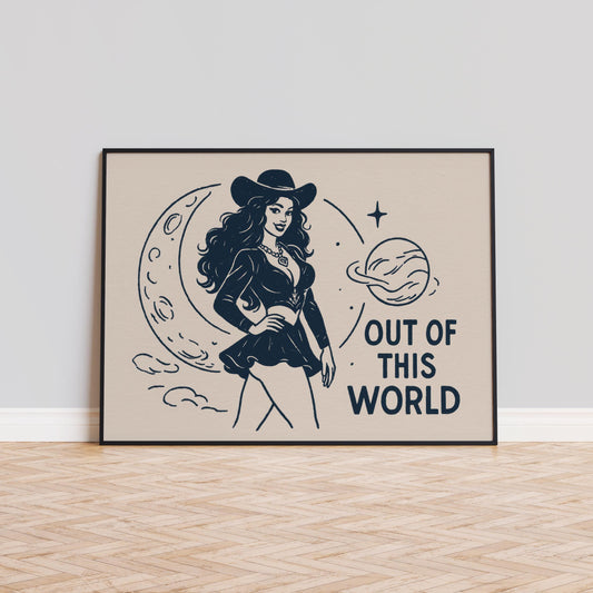 Out of This World – Retro Space Cowgirl Poster