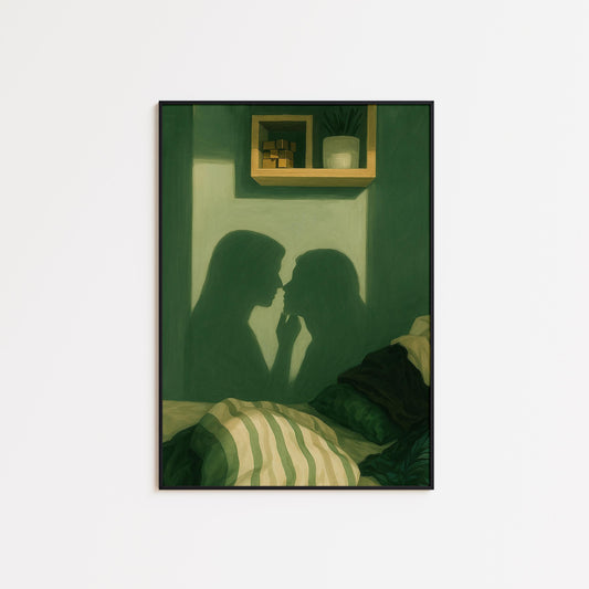 Girls Silhouette Poster – Intimate Wall Art | Vintage Bedroom Decor