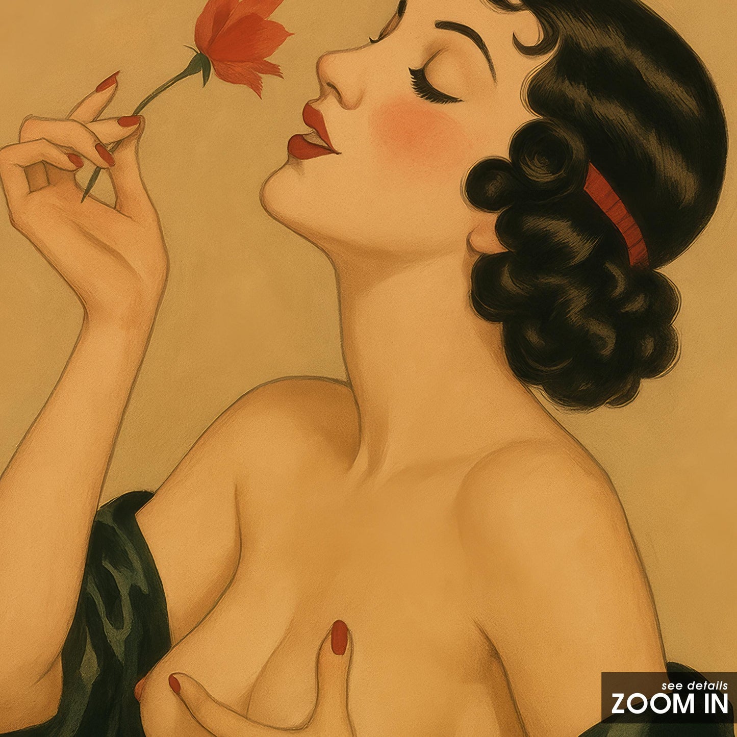 Vintage Nude Poster – Sensual Woman Print | Romantic Pinup Art & Retro Erotic Artwork