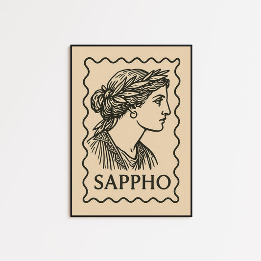 Sappho Line Art Print – Queer Feminist Retro Modern Poster for Home Decor
