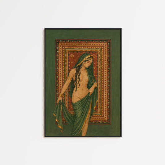 Divine Goddess Poster – Vintage Boho Feminine Wall Art With Ornate Tapestry