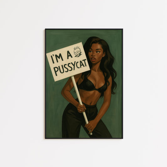Black Lingerie Art Print – Feminist Protest Poster With Confident Woman Illustration