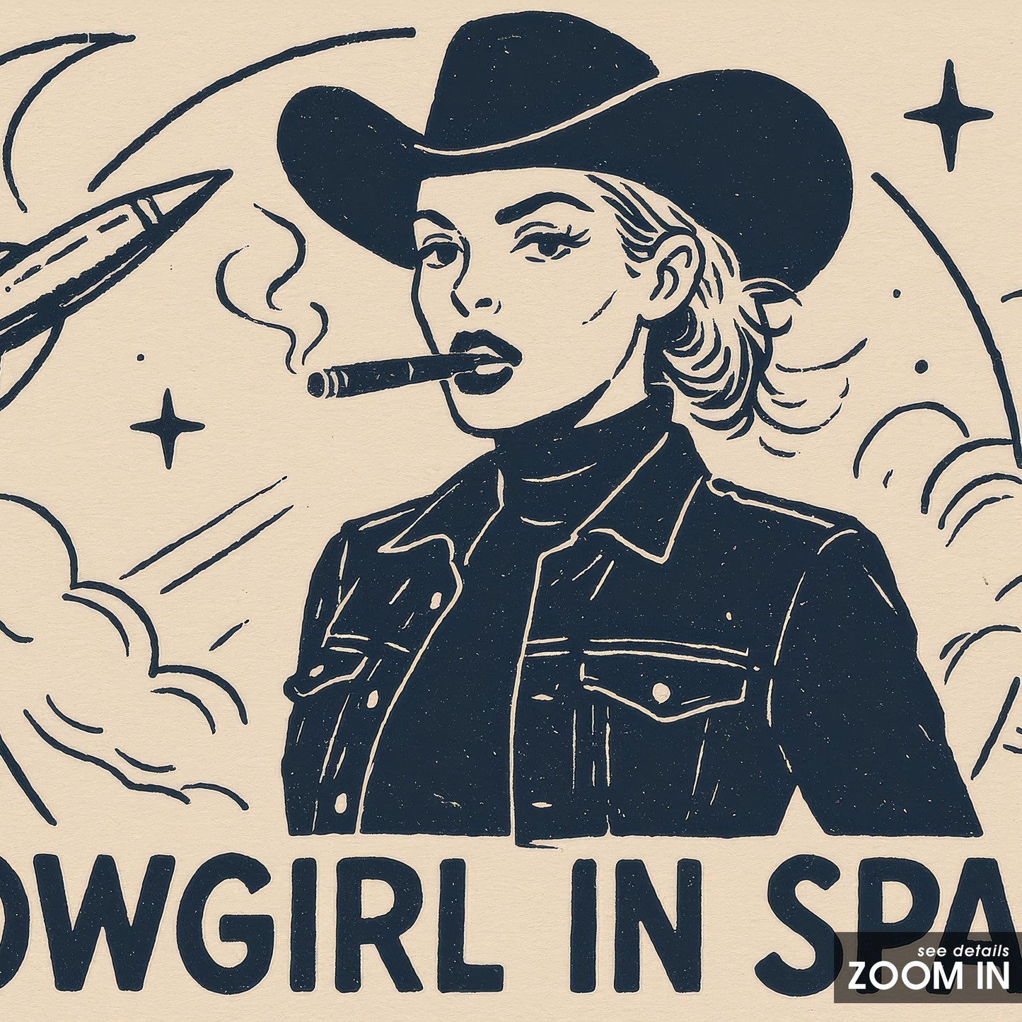 Retro Western Sci-Fi Poster – Space Cowgirl Digital Download Art Print