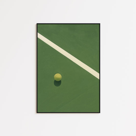 Tennis Court Poster – Minimalist Sports Art Print | Green Gouache Style Wall Decor
