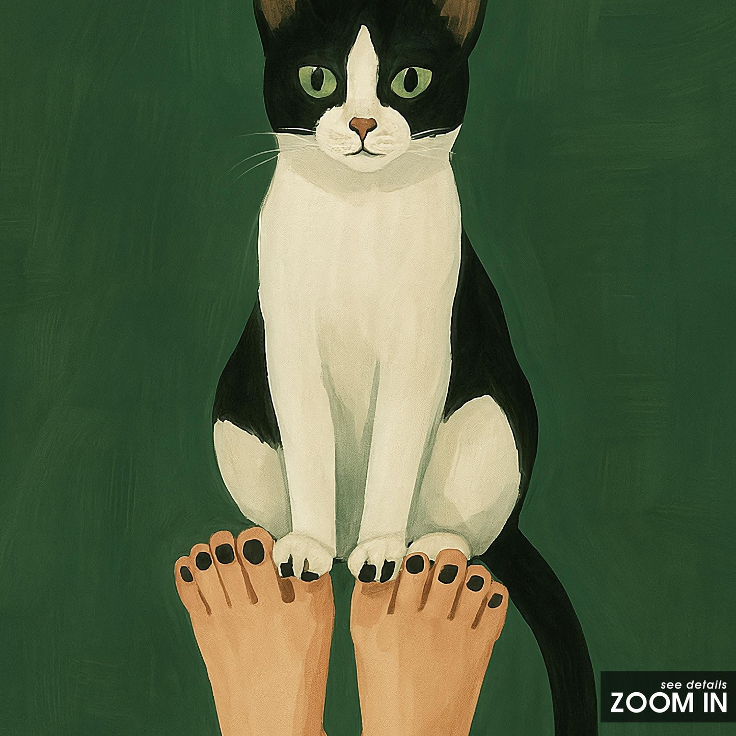 Cat Wall Art – Minimalist Cat Poster | Green Gouache Print | Modern Decor