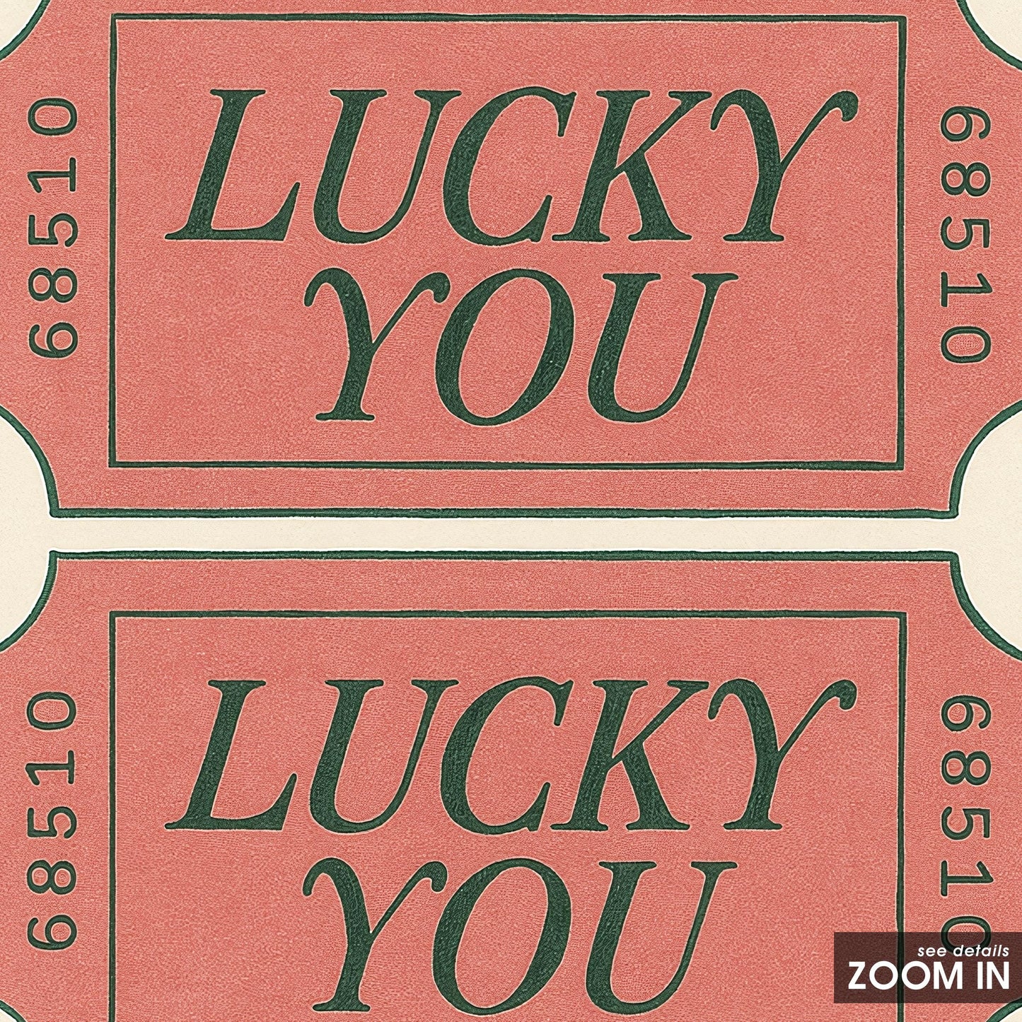 Lucky You Ticket Poster – Retro Pink Wall Art