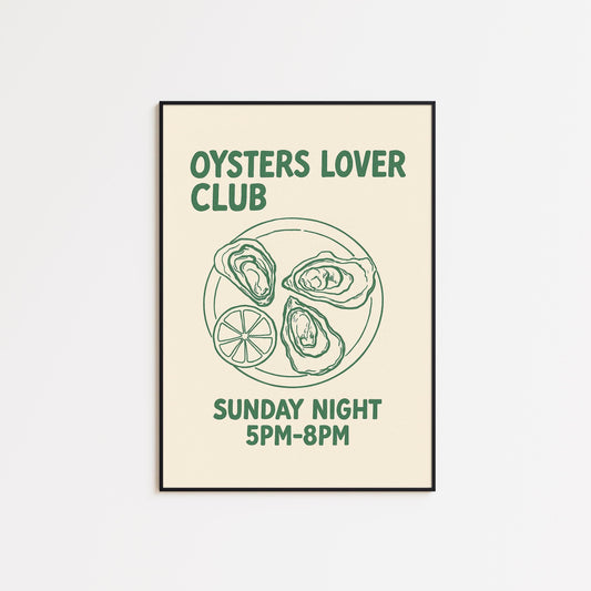 Oyster Wall Art – Vintage Seafood Kitchen Decor | Coastal Dining Print