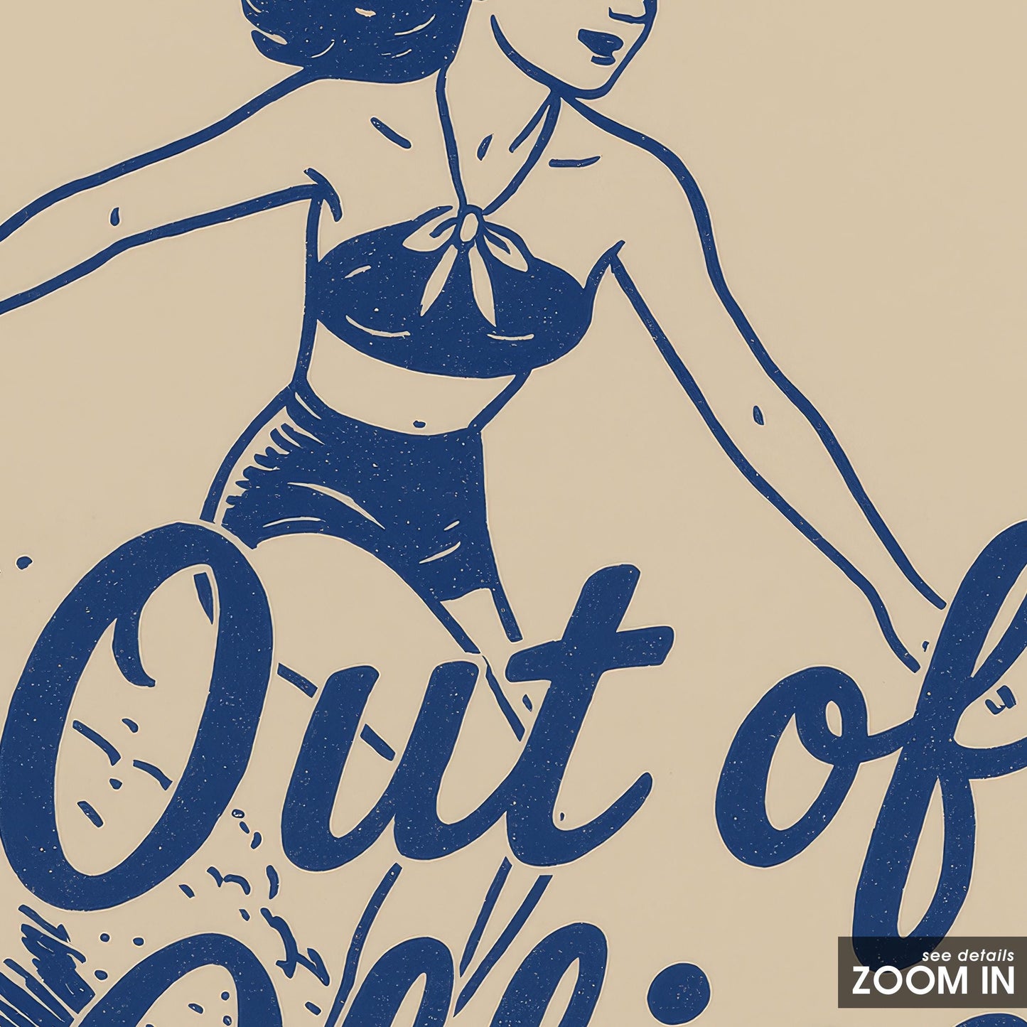 Out of Office Poster – Retro Surfer Cowgirl Wall Art Print