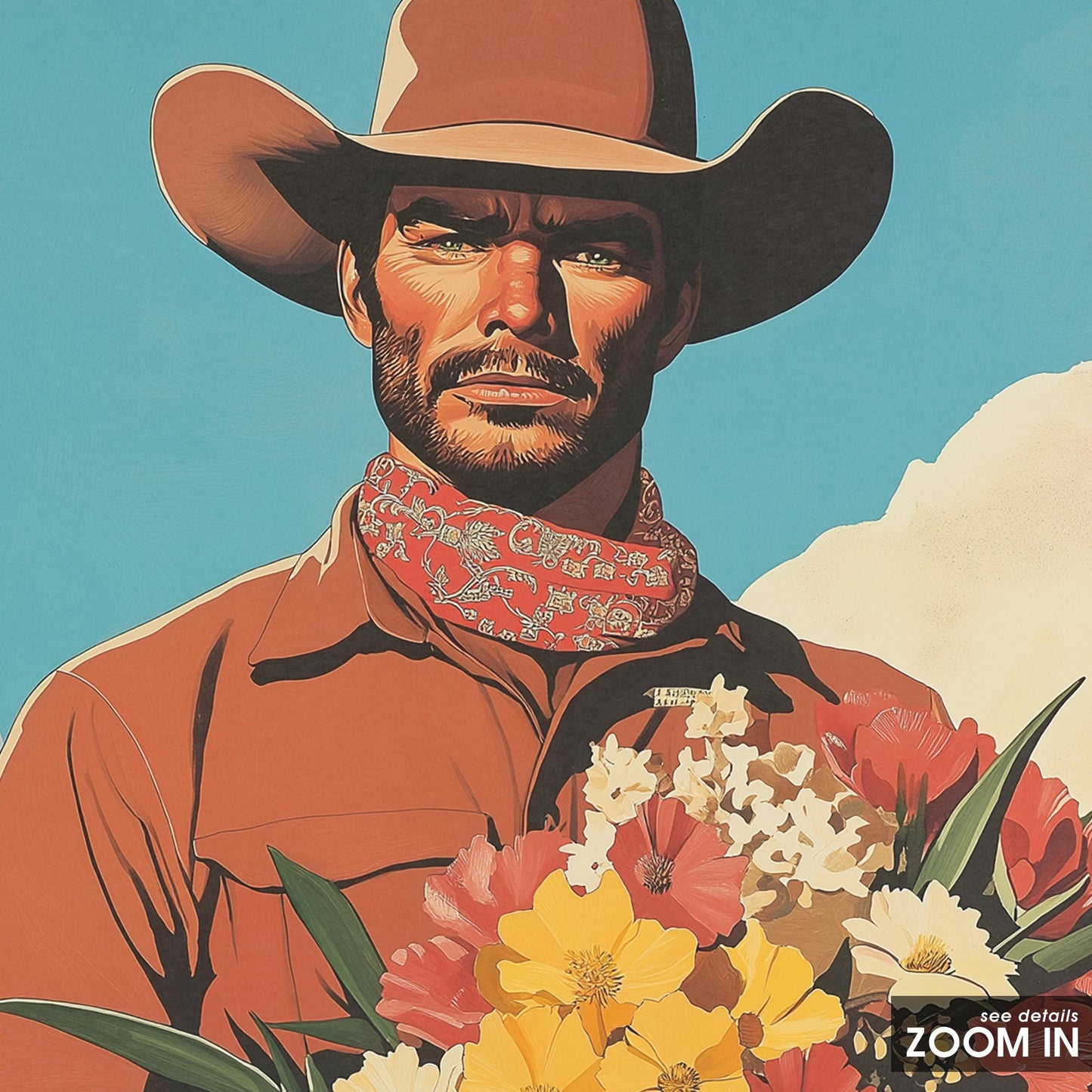 Soft Cowboy with Flowers – Western Feminine Masculinity Art